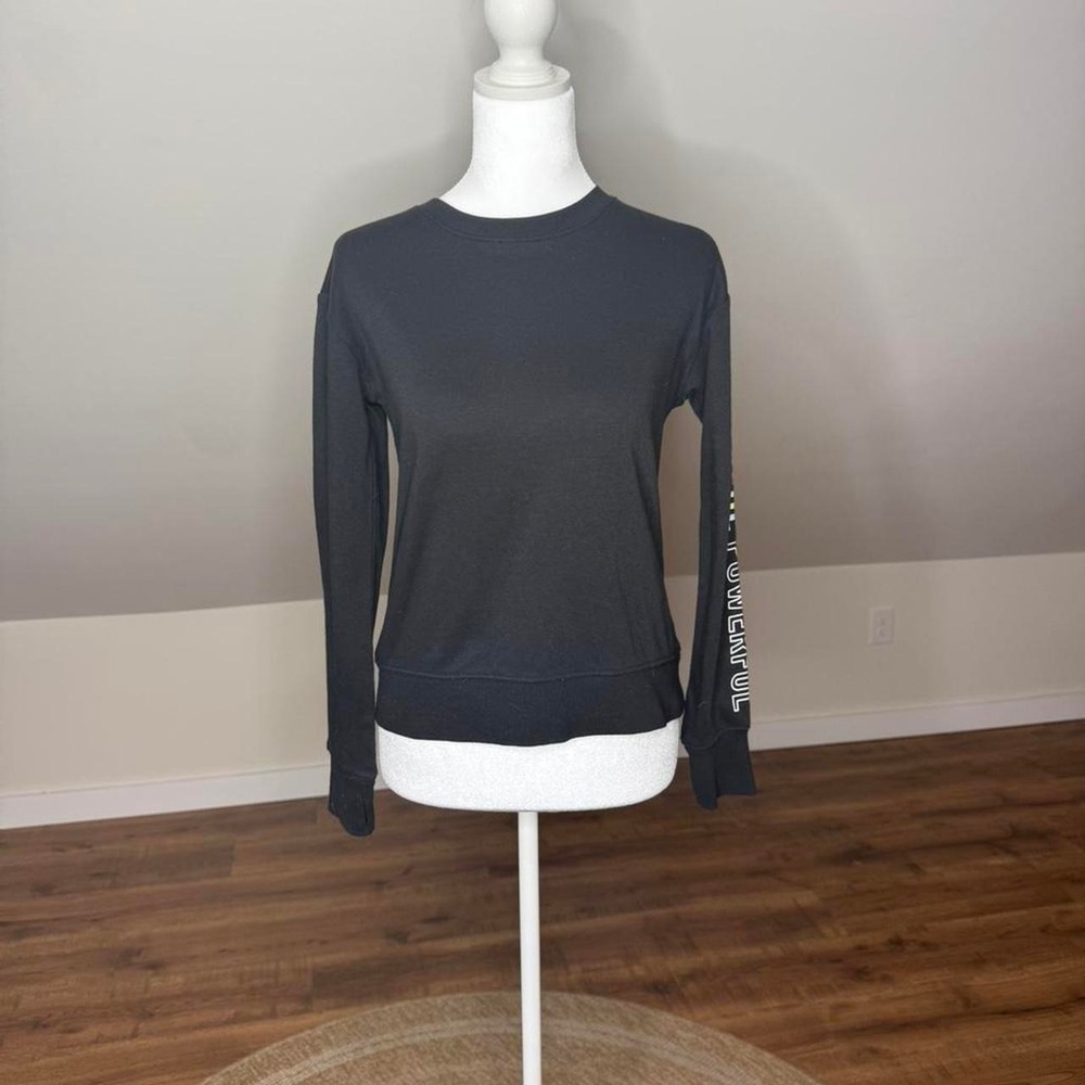 Xersion black long sleeve shirt with rainbow "powerful"‎ tex - Picture 3 of 7
